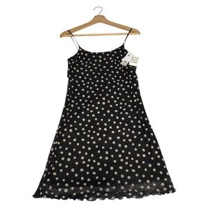 BP Black Daisy Floral Spaghetti Strap Mesh Slip Dress Women’s Small Y2K 90s NWT